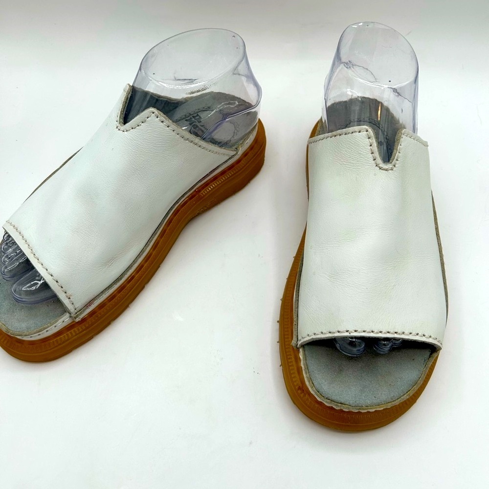 Dr Martens Vintage Y2k Sandals White Leather Chunky Sole Slides Flower England - Picture 9 of 16
